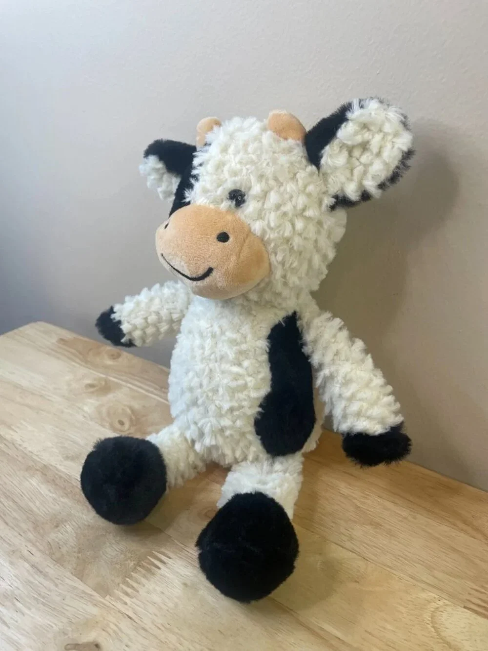 Textured Black & White Cow Stuffed Animal – 13
